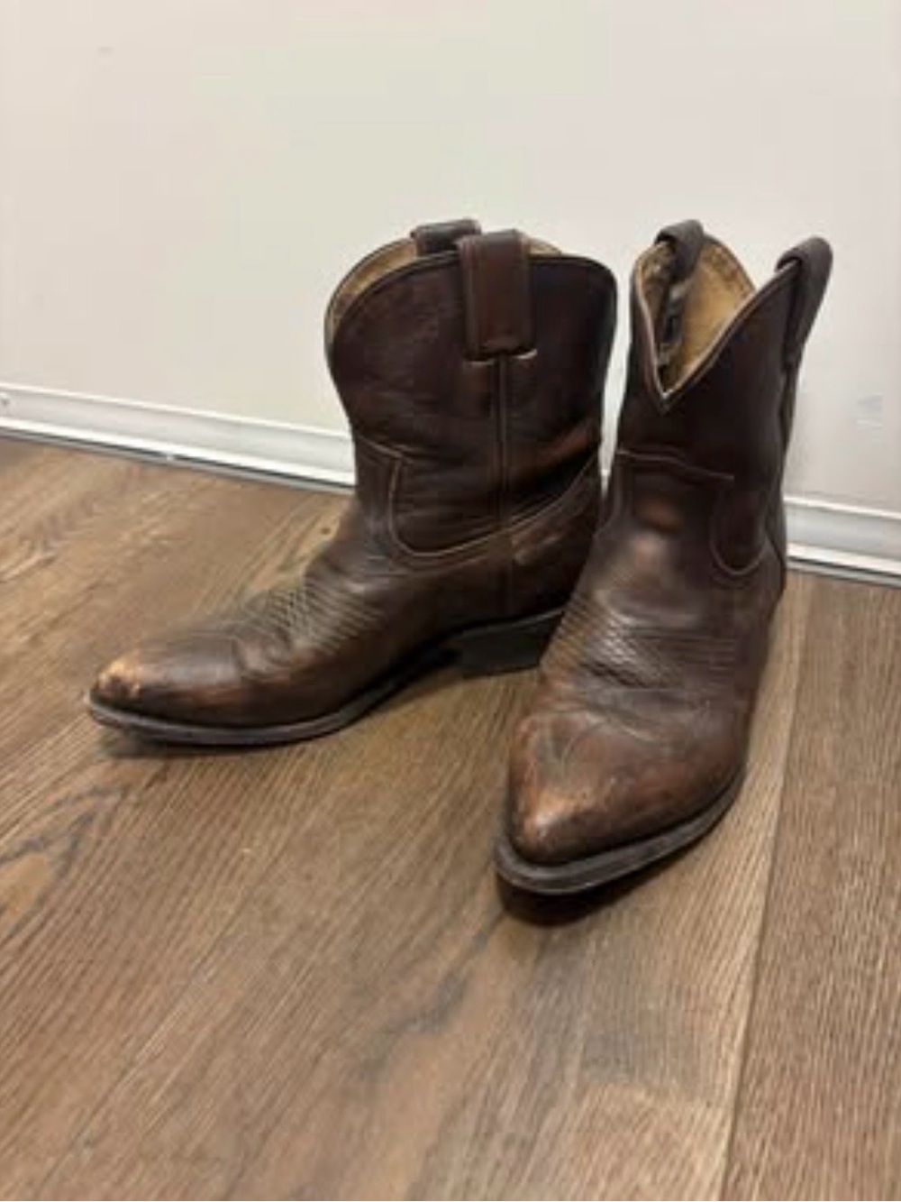 Frye Dark Brown Leather Short Western Booties